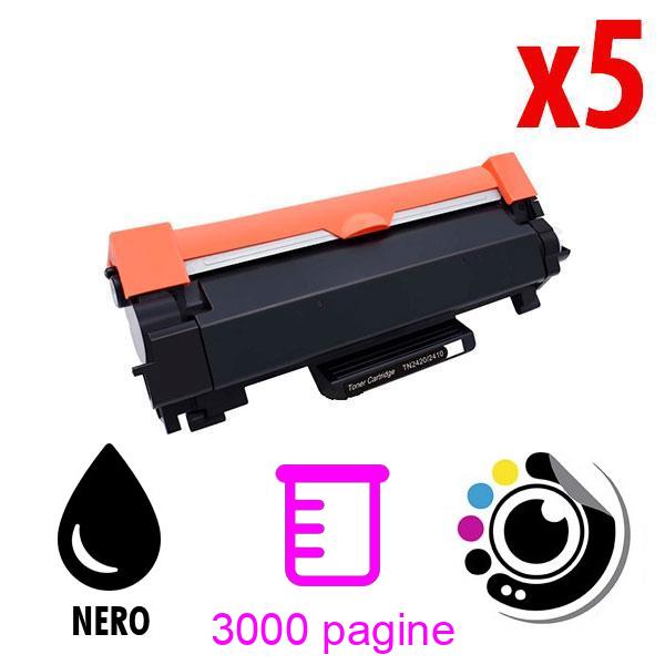 Pack x5 Toner Compatibile Brother TN2420 / TN2410 Nero