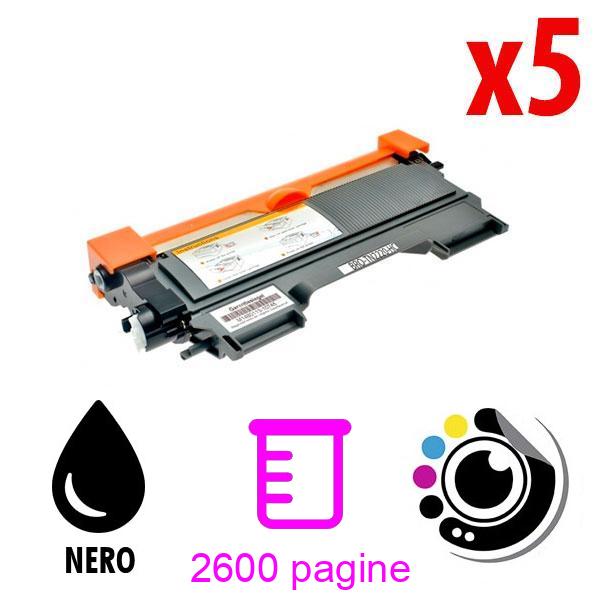 Compatibile Toner Pacchetto x5 Brother TN2220 / TN2210 / TN450 Nero