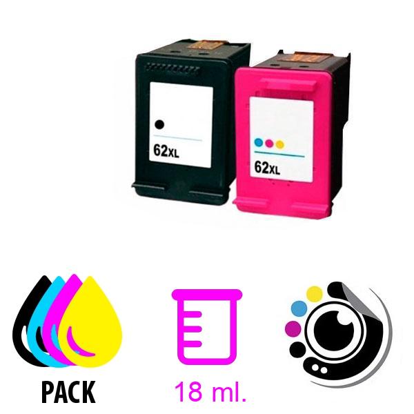 Pacco da 2 Cartucce Compatibili HP 62XL
