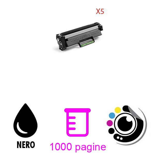 Toner Compatible Pack x5 Brother TN1150 Negro