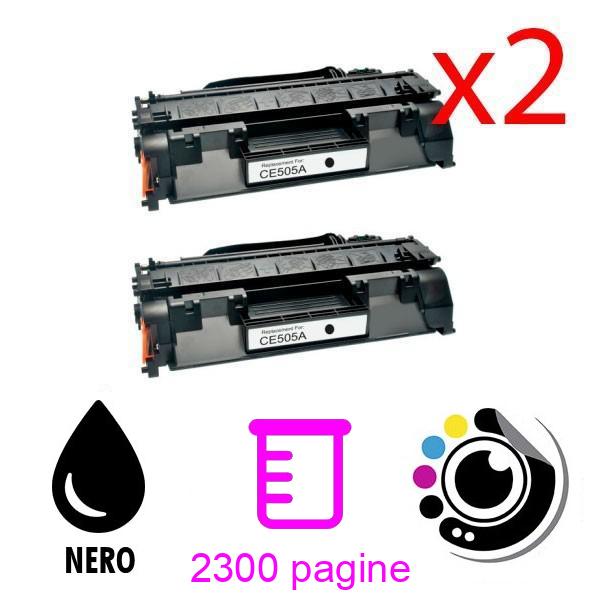 Toner compatibile Pacchetto x2 HP CE505A / 05A Nero