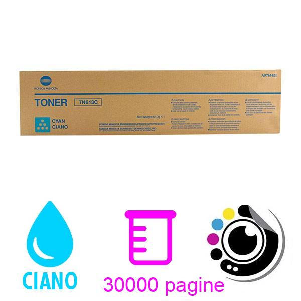 Toner Originale Konica Minolta Bizhub C452 / C552 / C652 Ciano A0TM450 / TN-613C / TN613
