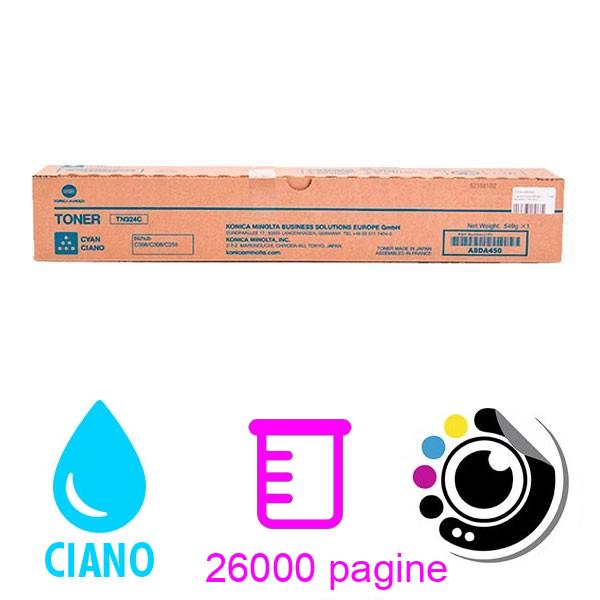 Toner Originale Konica Minolta Bizhub C258 / C308 / C368 Ciano A8DA450 / TN-324C / TN324
