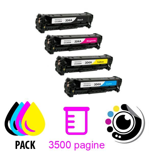 Pack 4 Toner Compatibili HP CC530A / CE410X / CF380X