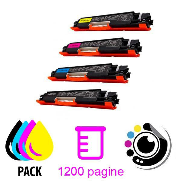 Pacco da 4 Toner Compatibili HP CE310A / CE311A / CE312A / CE313A / 126A (canon 729)