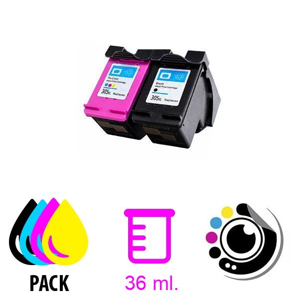 Pacco Cartucce Compatibili HP 305XL Nero + Tricolore