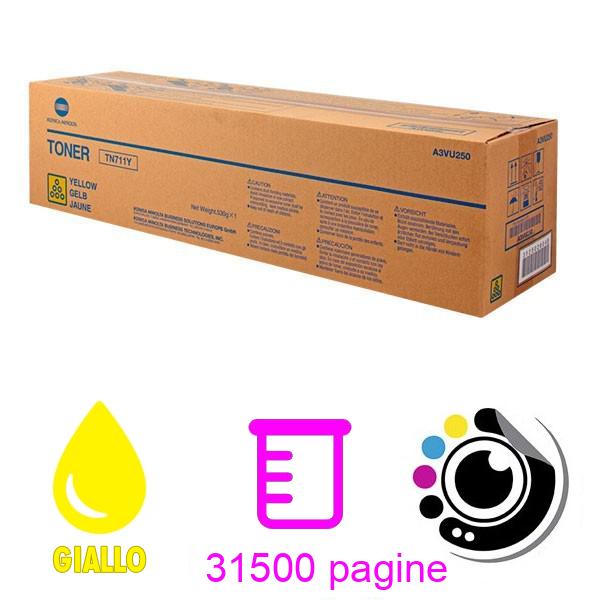 Toner Originale Konica Minolta Bizhub C654 / C754 Giallo A3VU250 / TN-711Y / TN711