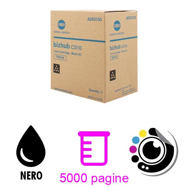 Toner Originale Konica Minolta Bizhub C3110 Nero TNP51 K / A0X5155