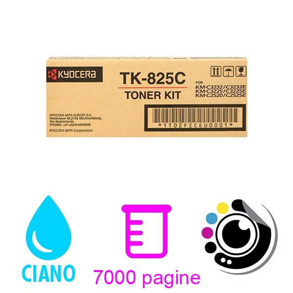 Toner Originale Kyocera TK825 Ciano 1T02FZCEU0 TK-825