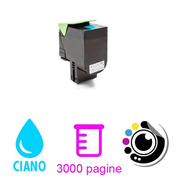 Toner compatibile Lexmark CS310 / CS410 / CS510 Ciano 70C2HC0 / 702HC
