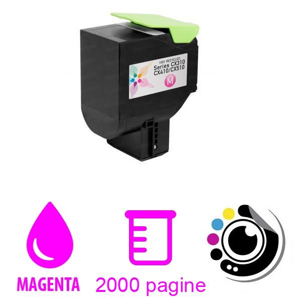 Toner Compatibile Lexmark Magenta 80C2SM0/802SM (CX310/CX410/CX510)