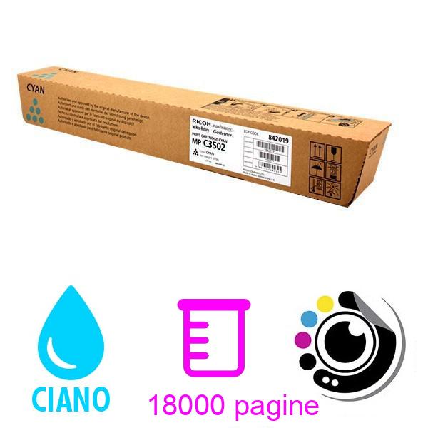 Toner Originale Ricoh Aficio MP-C3002 / MP-C3502 Ciano 841654 MPC3002 / MPC3502