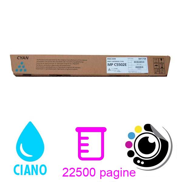 Toner Originale Ricoh Aficio MP-C4502 / MP-C5502 Ciano 841686 / 841754 / Type5502E