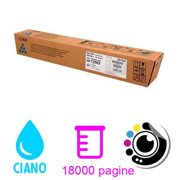 Toner Originale Ricoh Aficio MP-C3003 / MP-C3503 / MP-C3004 / MP-C3504 / MP-C4504 / MP-C5504 / MP-C6004 - 841820 Ciano