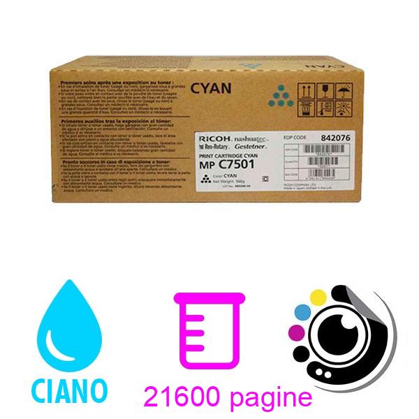 Toner Originale Ricoh MP C6501 / C7501 Ciano 842076