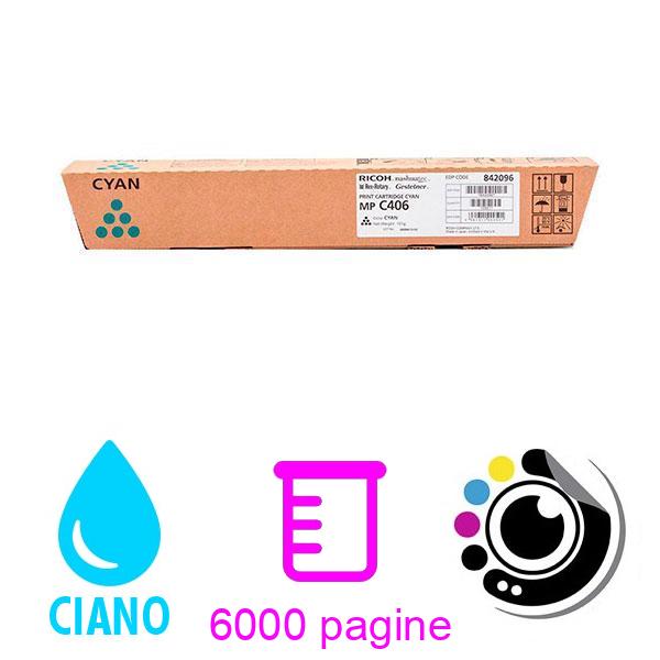 Toner Originale Ricoh MP C306 / MP C406 Ciano