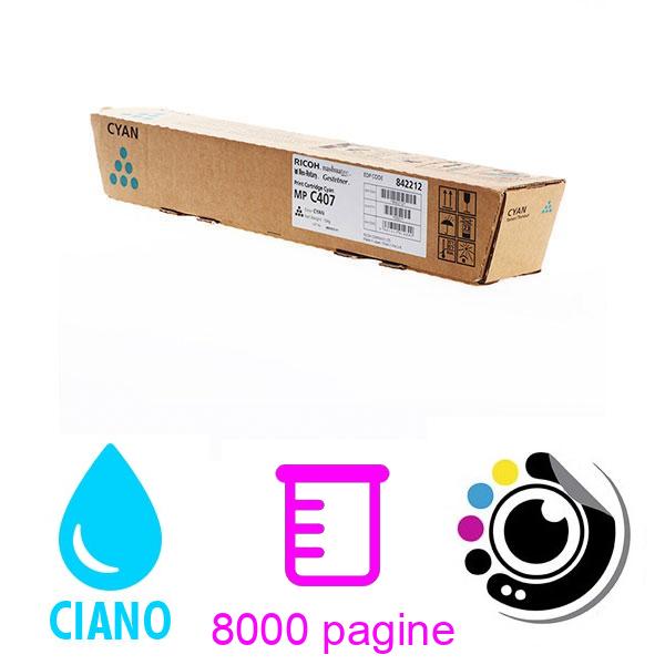Toner Originale Ricoh MP C407 Ciano 842212