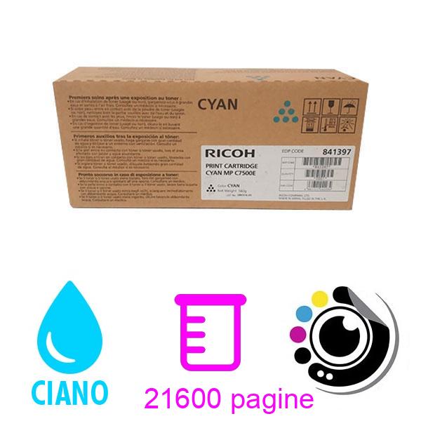 Toner Originale Ricoh MPC6000 / MPC7500 Ciano 841397
