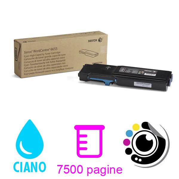 Toner Originale Xerox Workcenter 6655 Cyan 106R02744